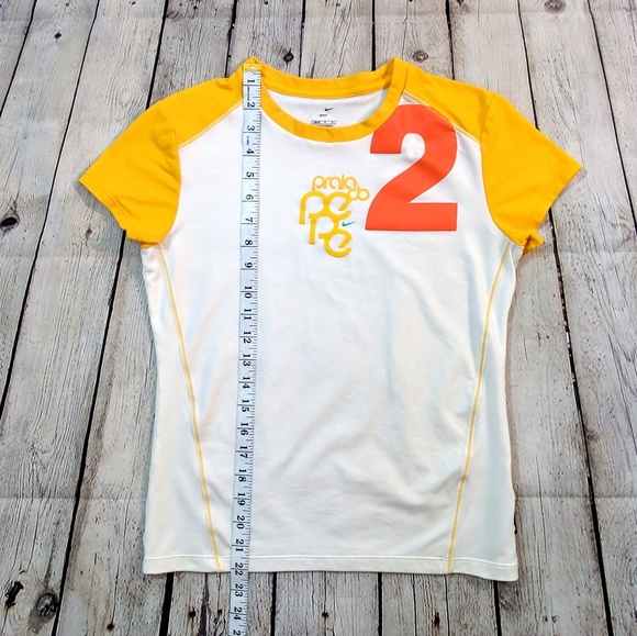 Nike Dri Fit Orange Yellow Short Sleeve Tee - Picture 2 of 8